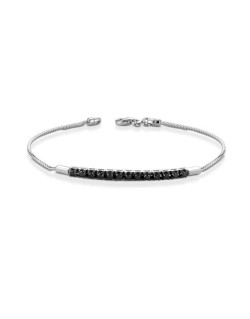 SG22464 Bracciale tennis uomo oro bianco 18k con diamanti neri naturali