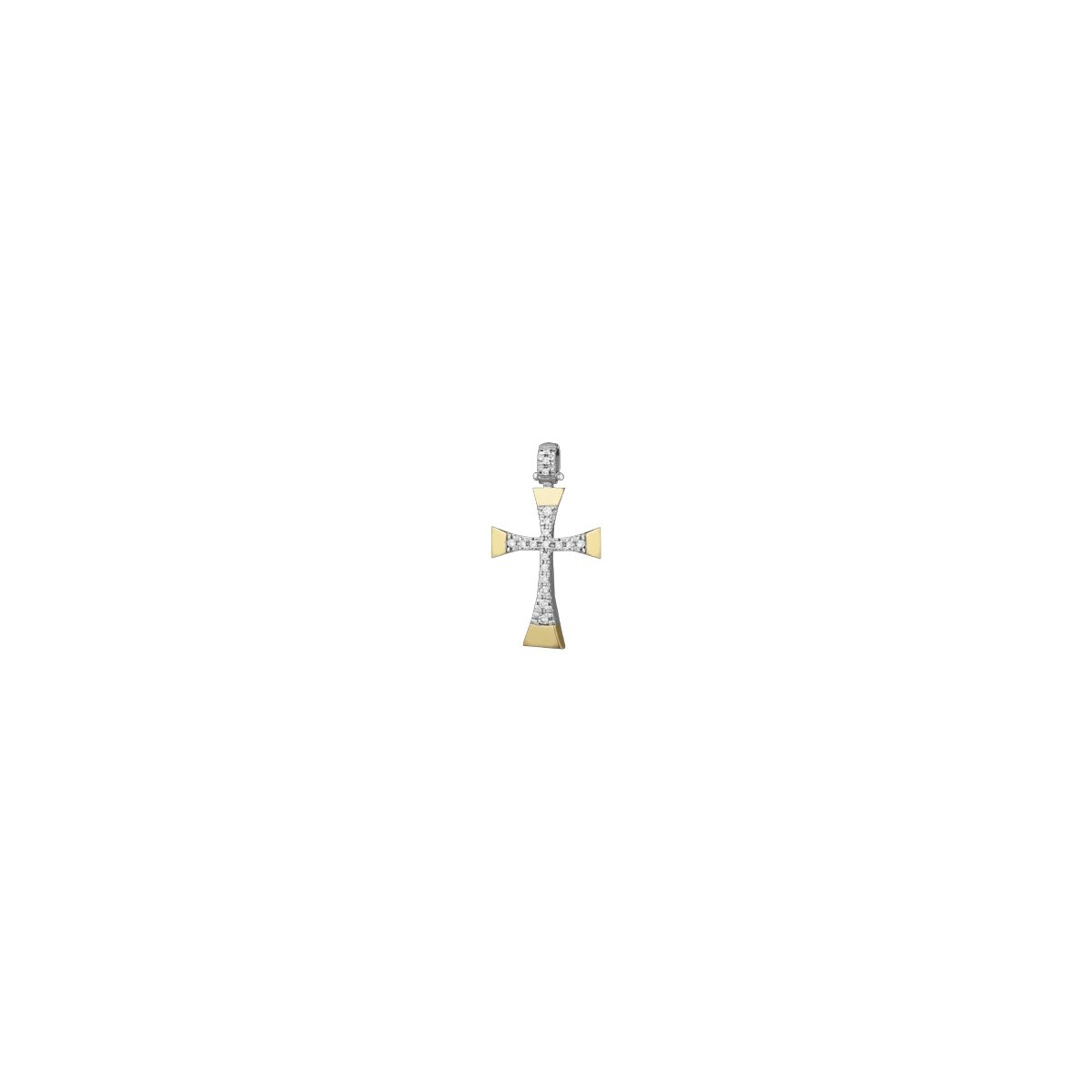 PENDENTE CROCE IN ORO GIALLO 18 K CON DIAMANTI NATURALI E VVS