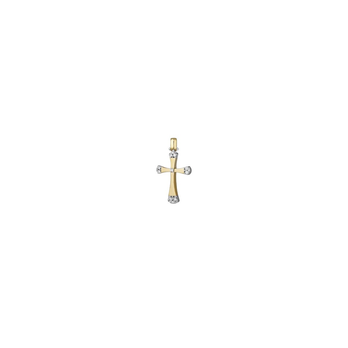 PENDENTE CROCE IN ORO GIALLO 18 K CON DIAMANTI NATURALI E VVS
