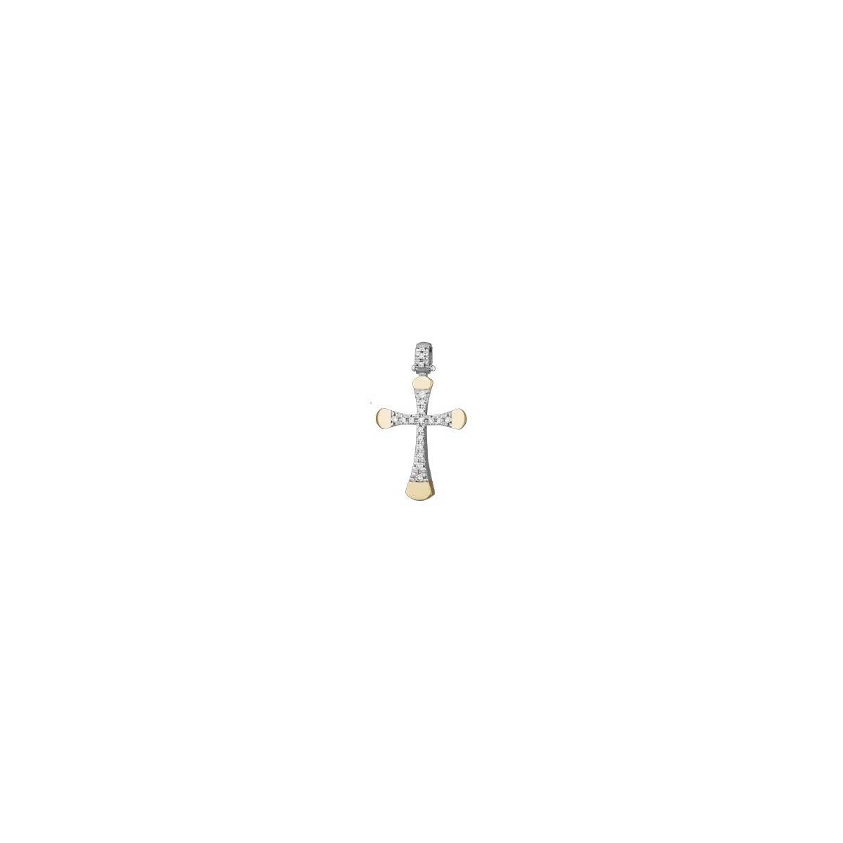 PENDENTE CROCE IN ORO GIALLO 18 K CON DIAMANTI NATURALI E VVS