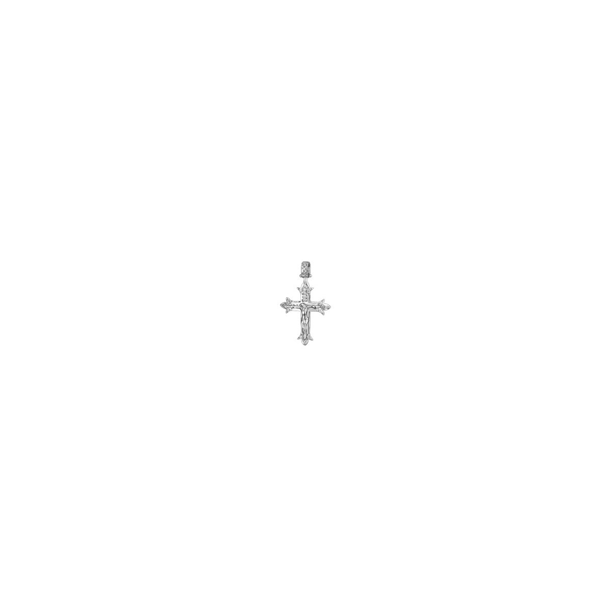PENDENTE CROCE IN ORO BIANCO 18 K CON DIAMANTI NATURALI E VVS