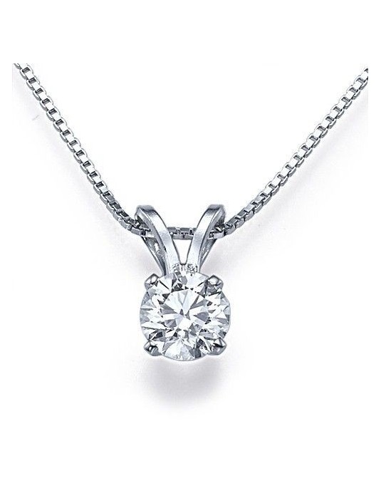 CIONDOLO PUNTO LUCE IN ORO BIANCO 18 K CON DIAMANTE NATURALE CERTIFICATO DGC