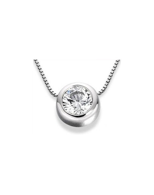 CIONDOLO PUNTO LUCE IN ORO BIANCO 18 K CON DIAMANTE NATURALE CERTIFICATO DGC