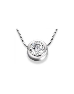 CIONDOLO PUNTO LUCE IN ORO BIANCO 18 K CON DIAMANTE NATURALE CERTIFICATO DGC