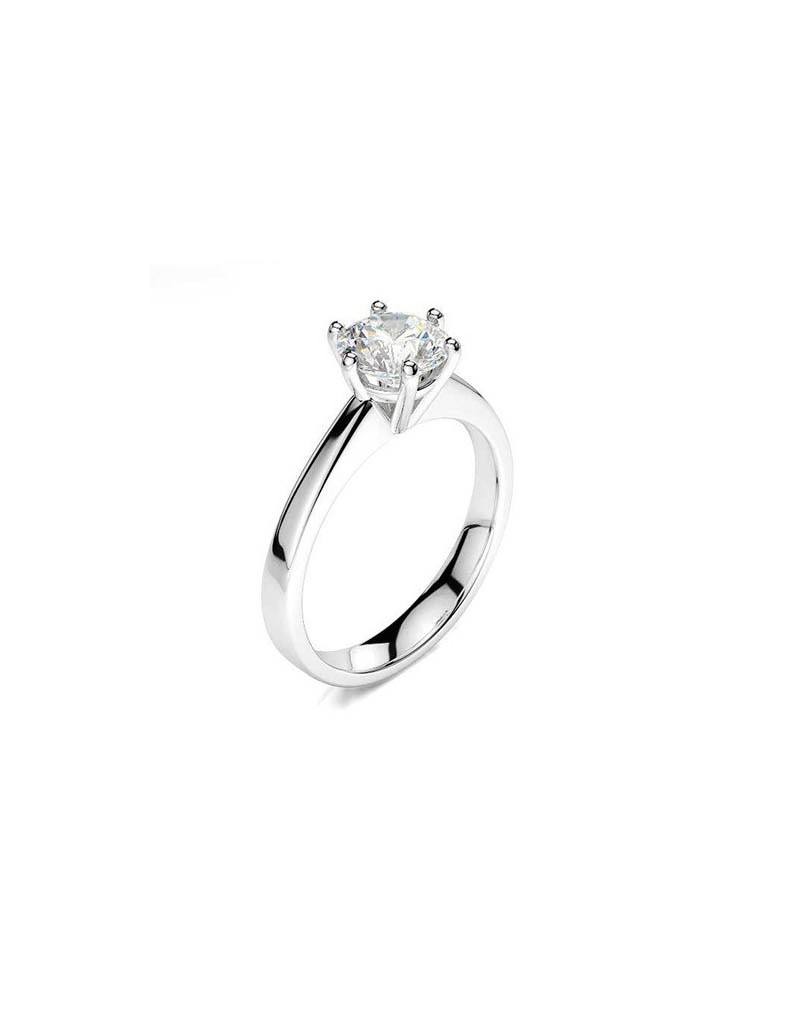 ANELLO SOLITARIO IN ORO BIANCO 18 K CON DIAMANTE NATURALE CERTIFICATO DGC