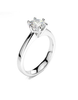 ANELLO SOLITARIO IN ORO BIANCO 18 K CON DIAMANTE NATURALE CERTIFICATO DGC