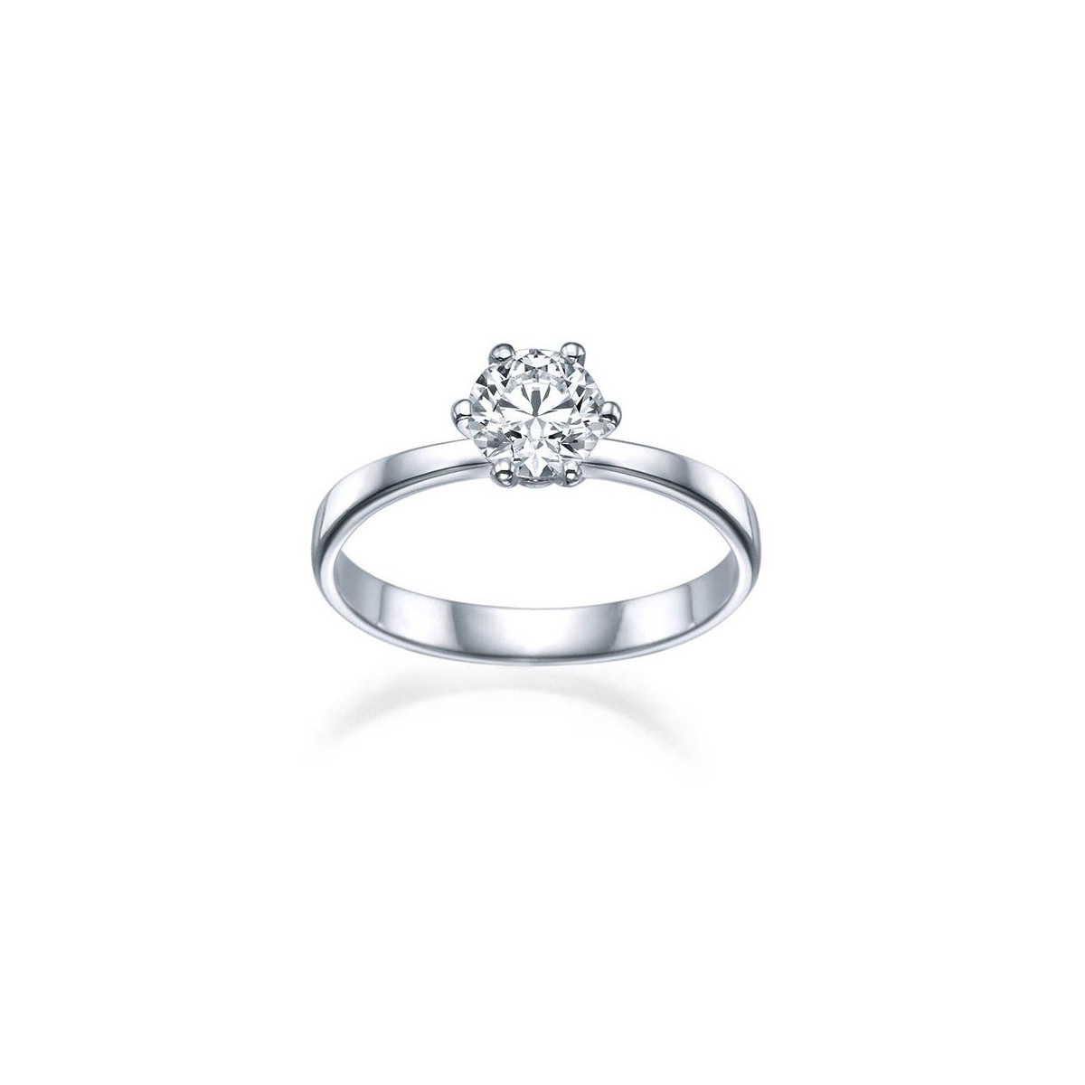 ANELLO SOLITARIO IN ORO BIANCO 18 K CON DIAMANTE NATURALE CERTIFICATO DGC
