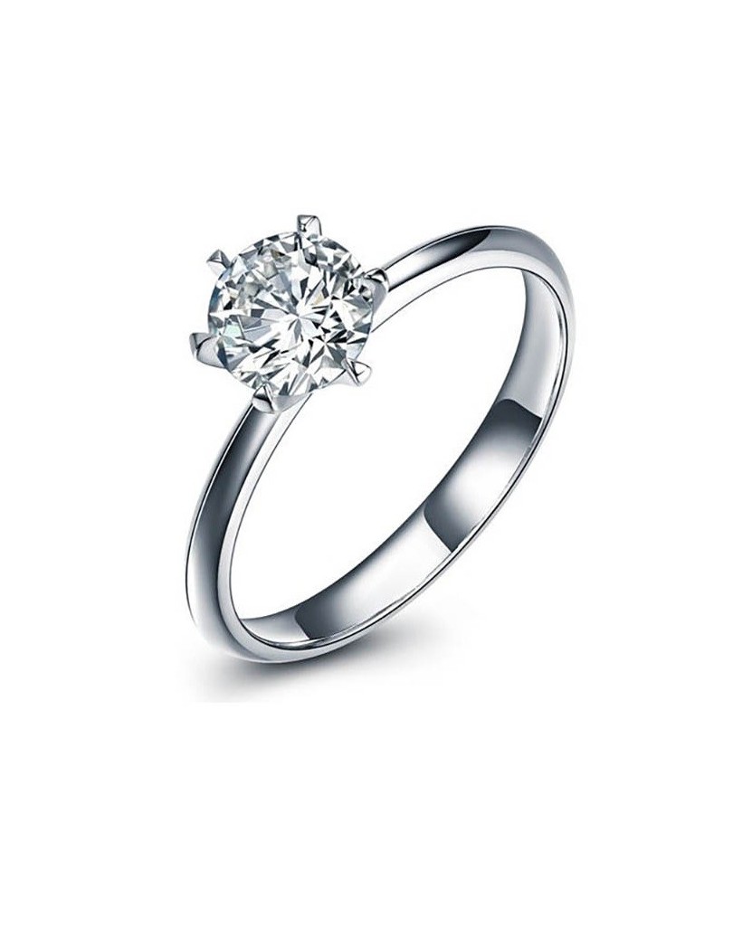 ANELLO SOLITARIO IN ORO BIANCO 18 K CON DIAMANTE NATURALE CERTIFICATO DGC