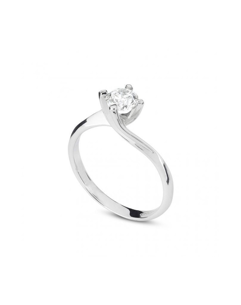 ANELLO SOLITARIO IN ORO BIANCO 18 K CON DIAMANTE NATURALE CERTIFICATO DGC