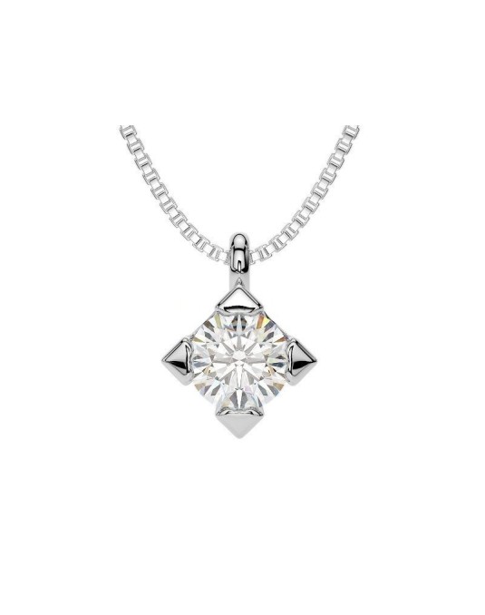 CIONDOLO PUNTO LUCE IN ORO BIANCO 18 K CON DIAMANTE NATURALE CERTIFICATO DGC
