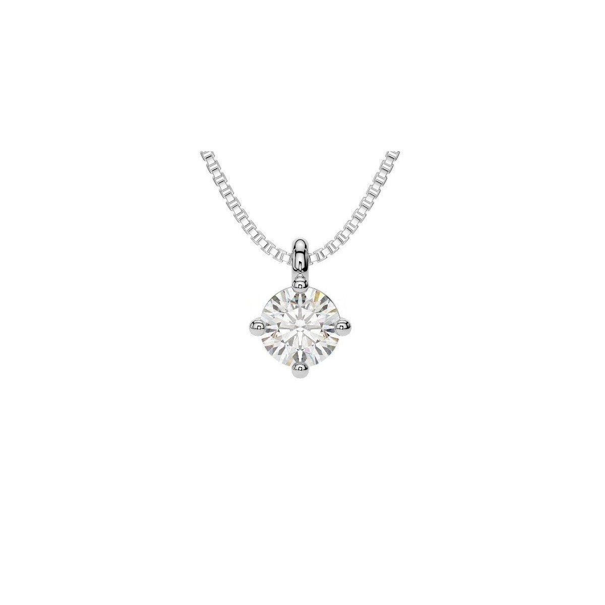 CIONDOLO PUNTO LUCE IN ORO BIANCO 18 K CON DIAMANTE NATURALE CERTIFICATO DGC
