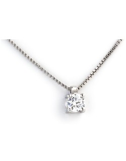 CIONDOLO PUNTO LUCE IN ORO BIANCO 18 K CON DIAMANTE NATURALE CERTIFICATO DGC