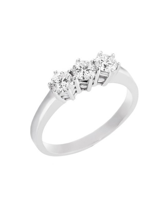ANELLO TRILOGY IN ORO BIANCO 18 K CON DIAMANTI NATURALI E VVS