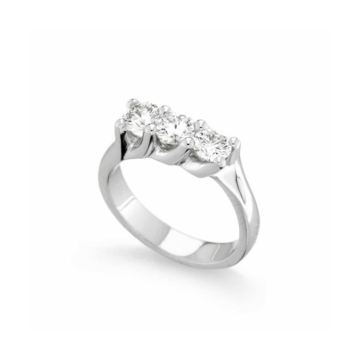 ANELLO TRILOGY IN ORO BIANCO 18 K CON DIAMANTI NATURALI E VVS