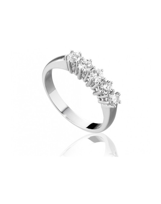 ANELLO RIVIERA VERETTA IN ORO BIANCO 18 K CON DIAMANTI NATURALI E VVS