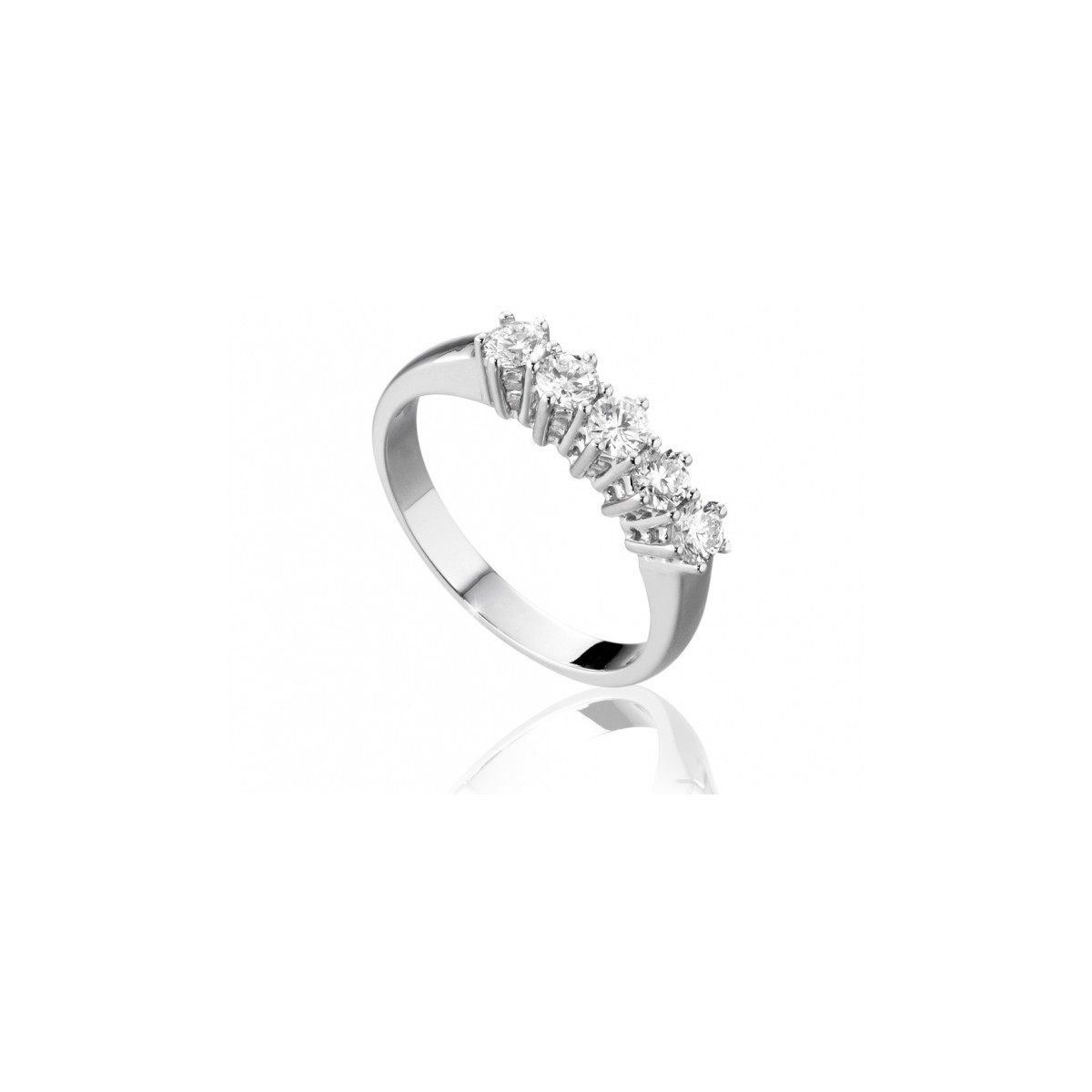 ANELLO RIVIERA VERETTA IN ORO BIANCO 18 K CON DIAMANTI NATURALI E VVS
