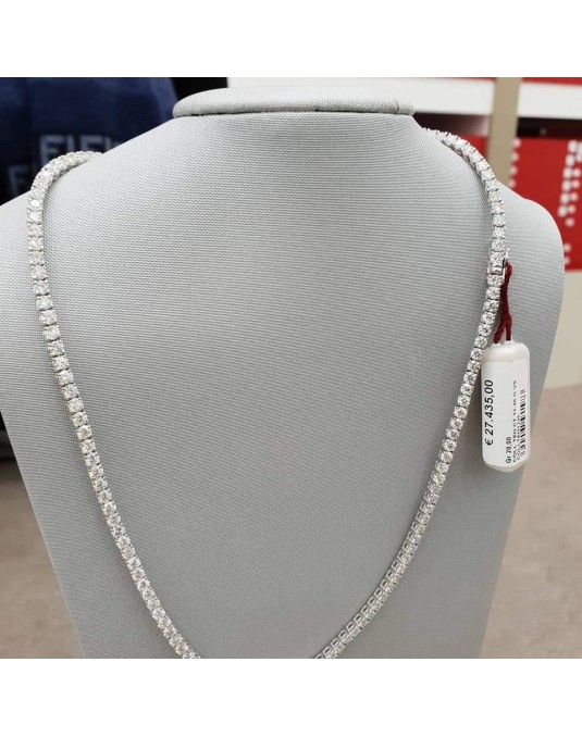 COLLIER IN ORO BIANCO 18 K CON DIAMANTI NATURALI 12.46 CARATI G VS CERTIFICATO