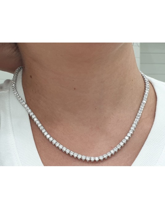 COLLIER TENNIS IN ORO BIANCO 18 K CON DIAMANTI NATURALI 16.11 CARATI G VS CERTIFICATO