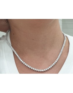 COLLIER TENNIS IN ORO BIANCO 18 K CON DIAMANTI NATURALI 16.11 CARATI G VS CERTIFICATO