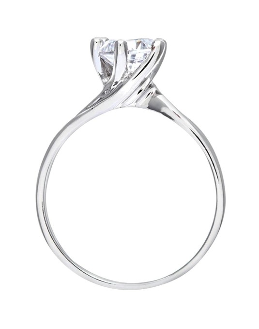 ANELLO SOLITARIO IN ORO BIANCO 18 K CON DIAMANTE NATURALE CERTIFICATO DGC