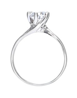 ANELLO SOLITARIO IN ORO BIANCO 18 K CON DIAMANTE NATURALE CERTIFICATO DGC