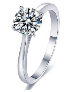 ANELLO SOLITARIO IN ORO BIANCO 18 K CON DIAMANTE NATURALE CERTIFICATO DGC