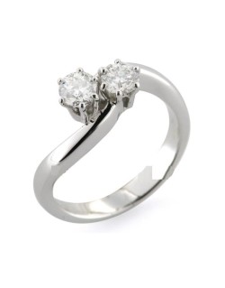 ANELLO BILOGY IN ORO BIANCO 18 K CON DIAMANTI NATURALI D VS1 1 CARATO CERTIFICATO DGC