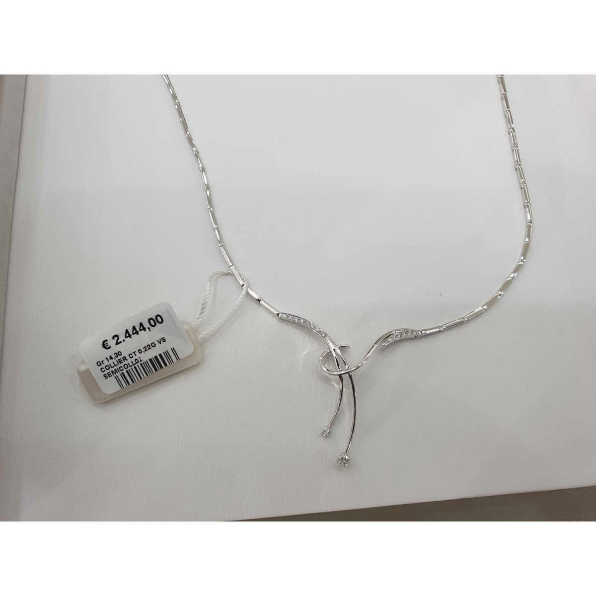 COLLIER IN ORO BIANCO 18 K CON DIAMANTI NATURALI 0.22 CARATI G VS CERTIFICATO
