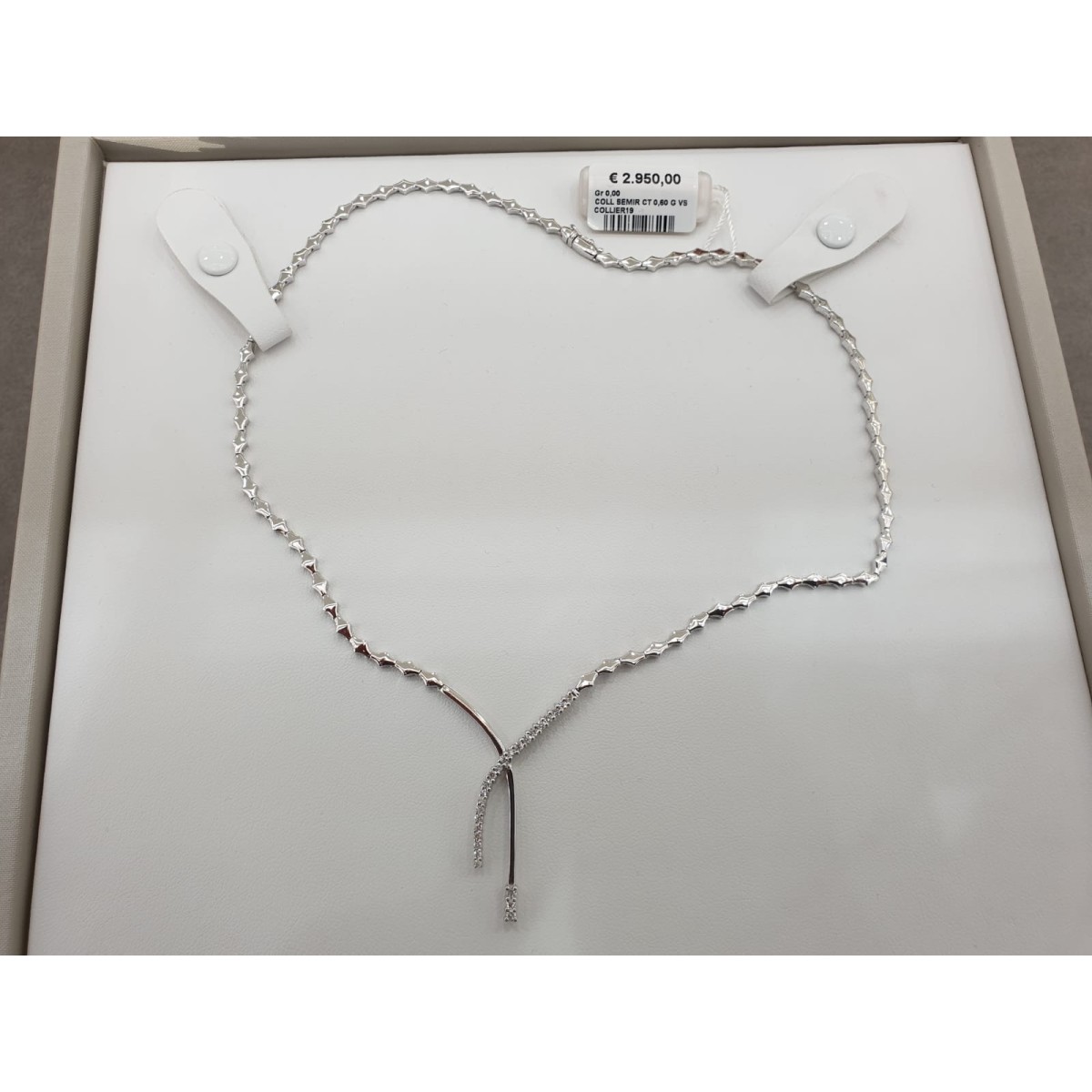 COLLIER IN ORO BIANCO 18 K CON DIAMANTI NATURALI 0.60 CARATI G VS CERTIFICATO