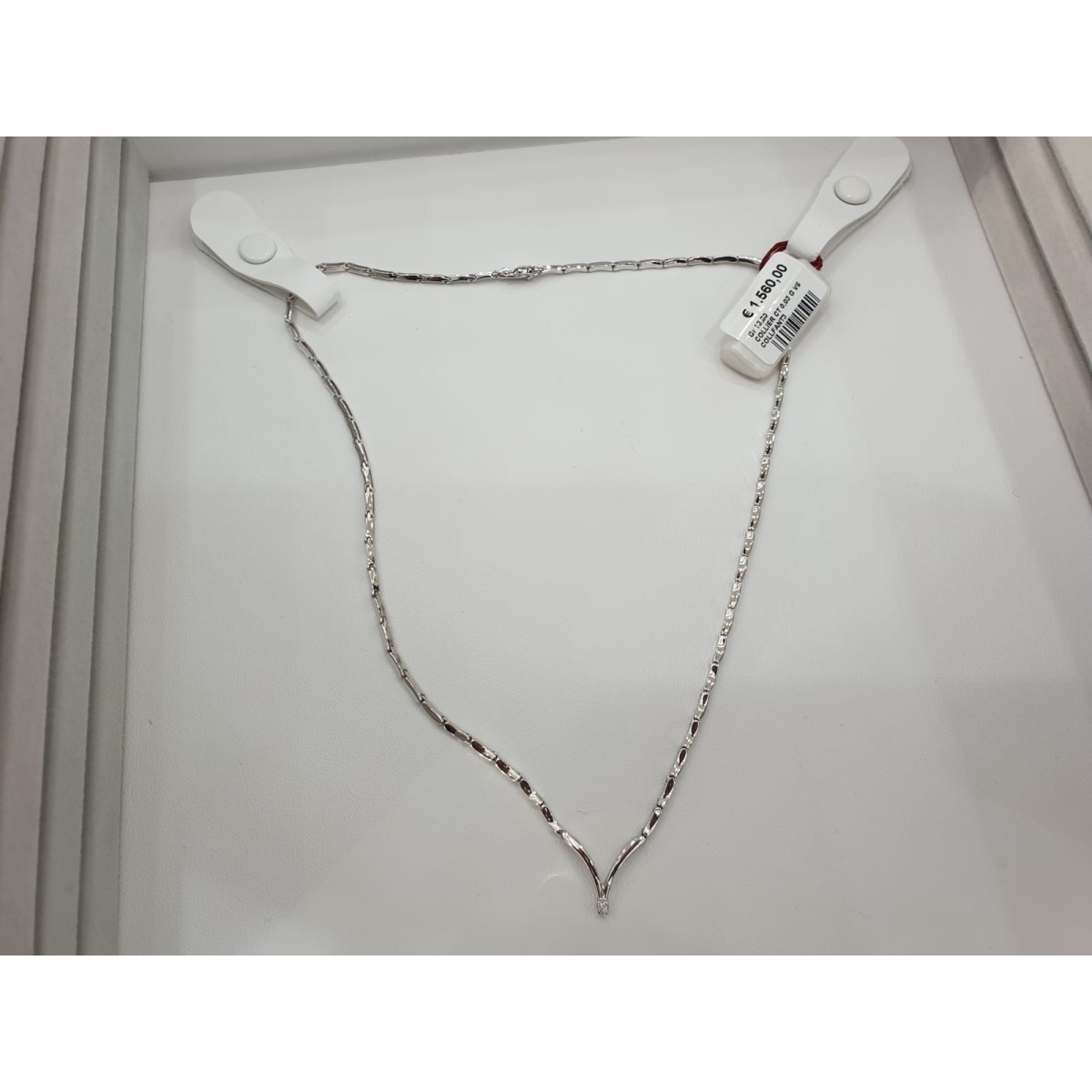 COLLIER IN ORO BIANCO 18 K CON DIAMANTI NATURALI 0.03 CARATI G VS CERTIFICATO