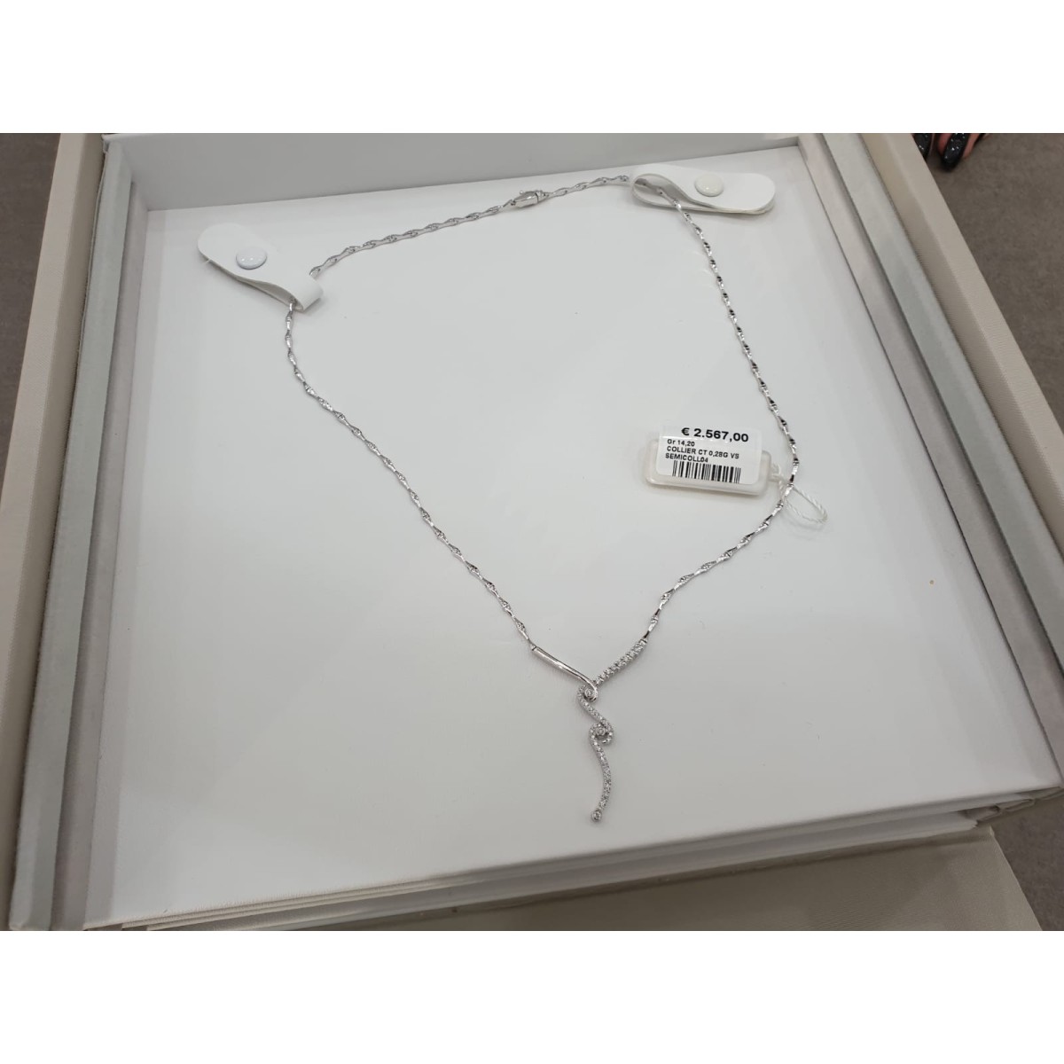 COLLIER IN ORO BIANCO 18 K CON DIAMANTI NATURALI 0.28 CARATI G VS CERTIFICATO