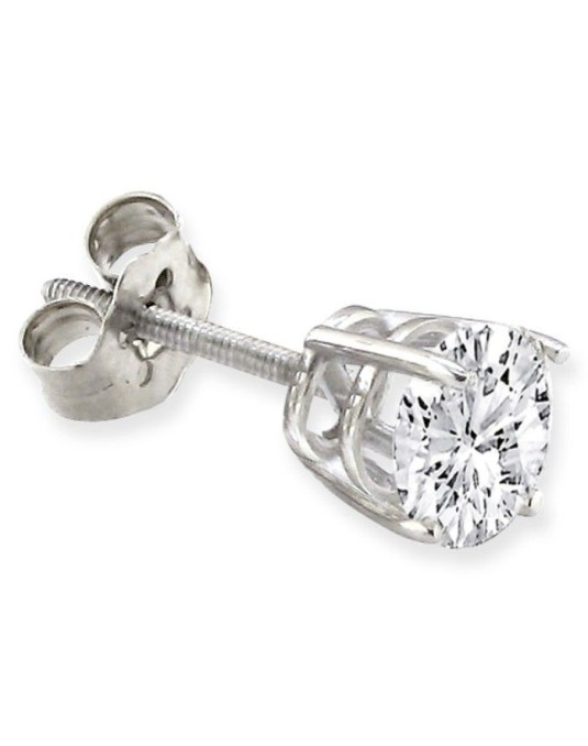 ORECCHINO IN ORO BIANCO 18 K CON DIAMANTE NATURALE CERTIFICATO DGC
