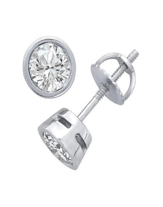 ORECCHINO IN ORO BIANCO 18 K CON DIAMANTE NATURALE CERTIFICATO DGC