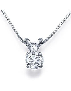 CIONDOLO PUNTO LUCE IN ORO BIANCO 18 K CON DIAMANTE NATURALE CERTIFICATO