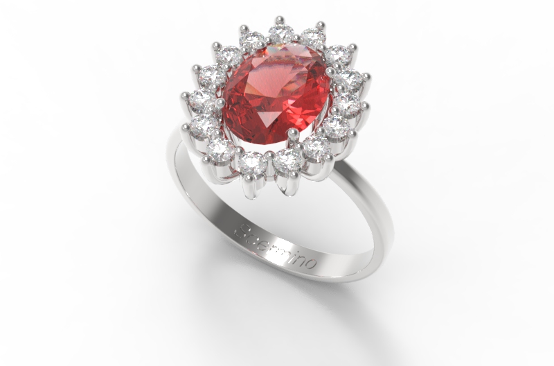 Anello Con Rubino e Diamanti