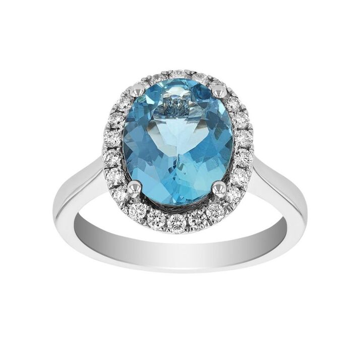 Anello con Acquamarina e Diamanti
