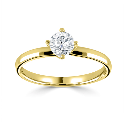 Anello Solitario in Oro Giallo