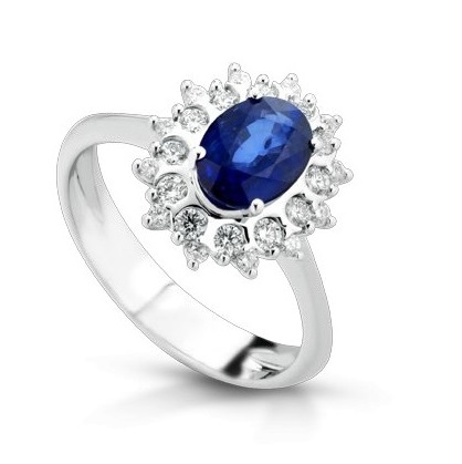 Anello con Zaffiro e Diamanti