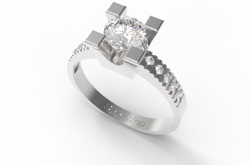 Anello Oro Bianco e Diamante